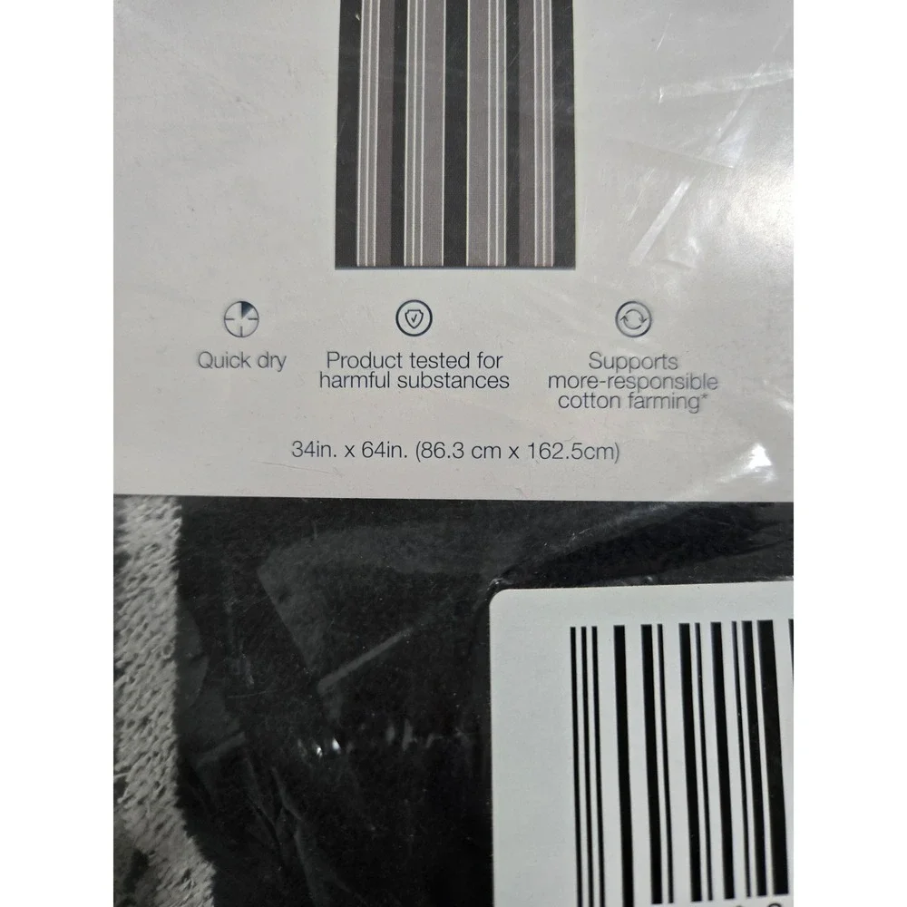 The Big One Textured Black Stripe Beach Towel 34